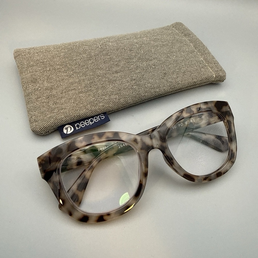 PEEPERS " Center Stage" Authentic Gray/Brown Tortoise +1.00 Reading Glasses-case